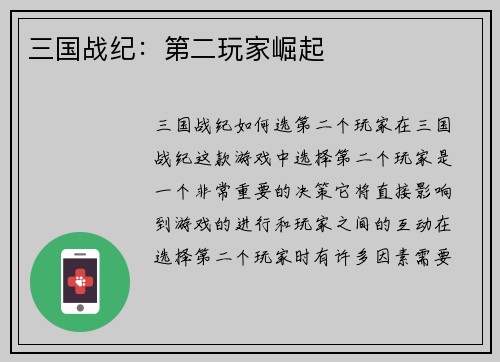三国战纪:第二玩家崛起